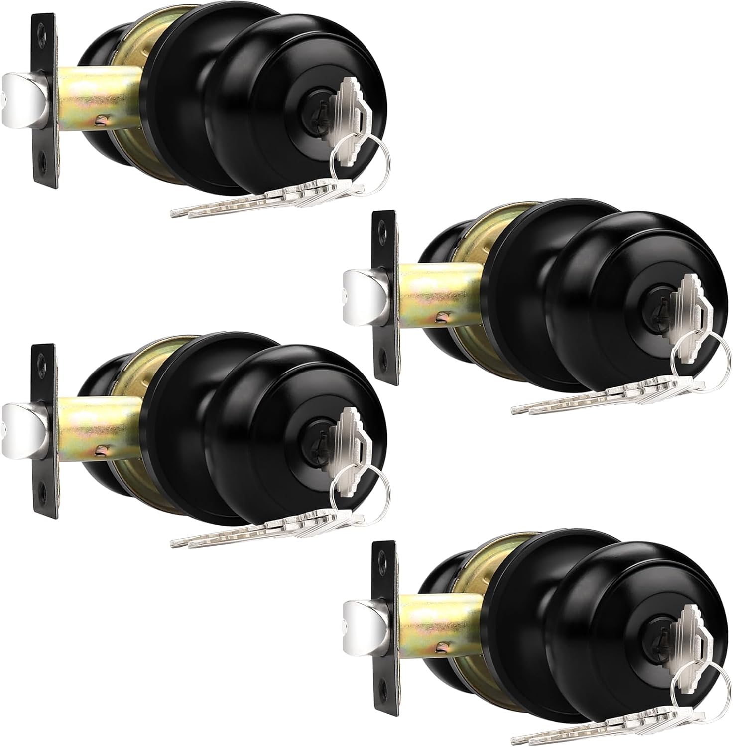 Probrico Keyed Entry Door Knobs, Exterior Interior Door Knob with Lock 6 Pack, Bedroom Bathroom Door Knobs with Same Key, Oil Rubbed Bronze