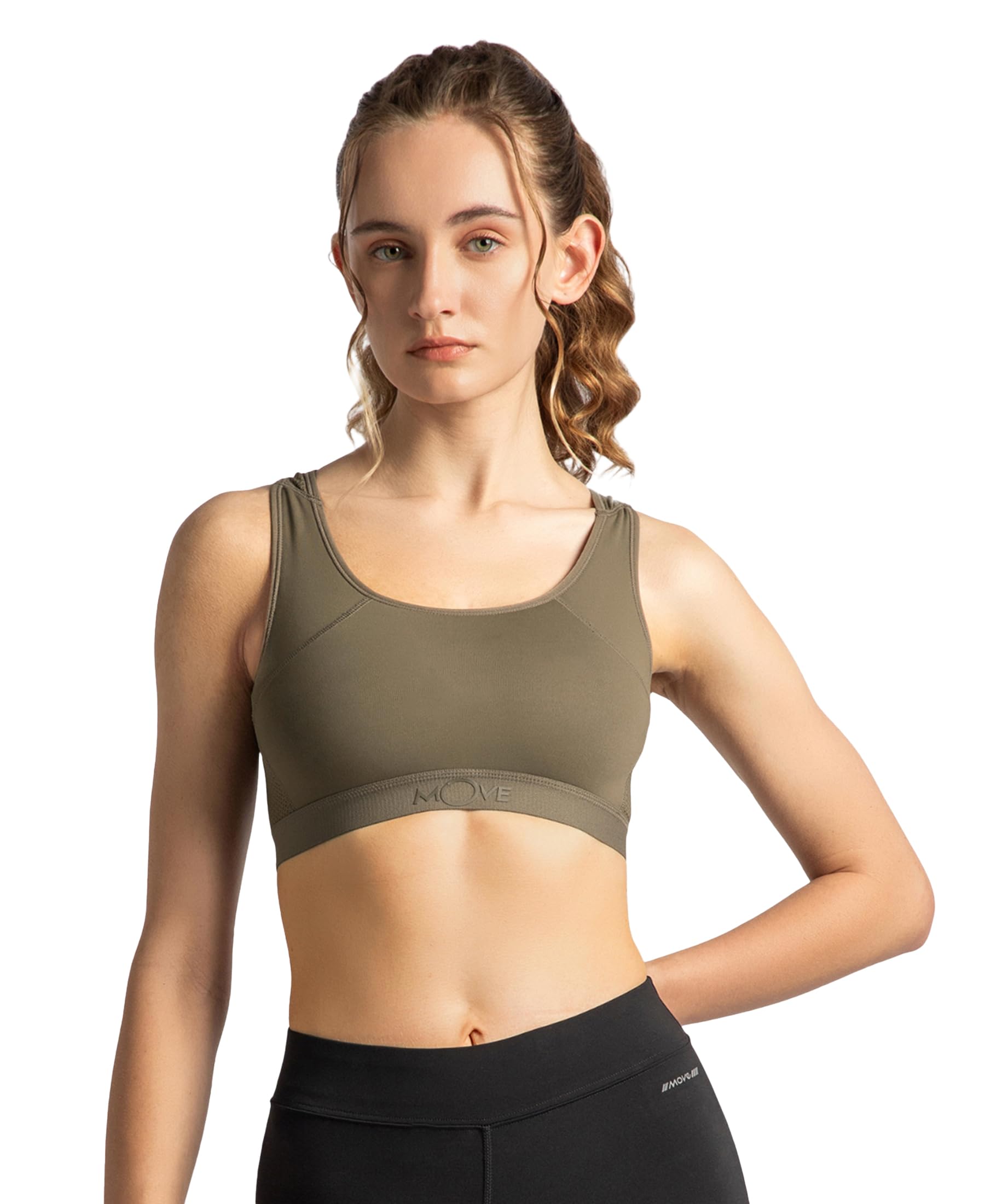 Jockey AP20 Sports Bra | Wirefree | Padded | Full Coverage with Racer Back Styling | Tactel Nylon Elastane Stretch Fabric