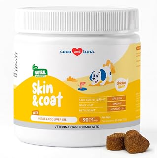 Omega 3 Fish Oil for Dogs - with Omega 3, 6, and 9, Vitamin E for Dog Shedding, Itchy, Dry Skin, Joint & Heart Support (Soft Chews)