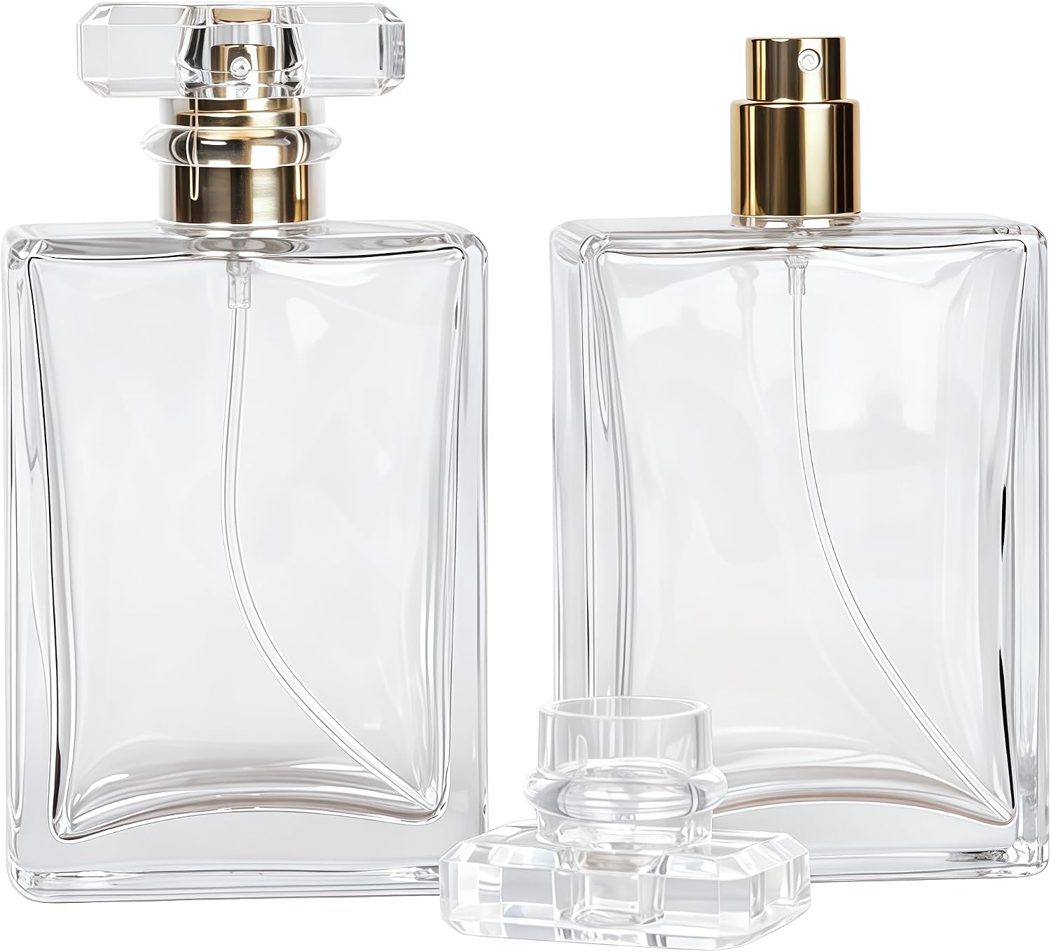 Set de 2 envases atomizadores de vidrio 100 ml dorado miniatura 1