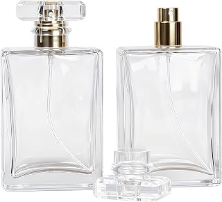 100ml Clear Glass Perfume Atomizer,Refillable Perfume Dispenser | 2 Pcs Empty Atomizer for Men and Women,Portable Fragrance Fine Mist Spray Bottlefor Travel (Gold)