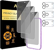 Ailun 3 Pack for iPhone 17 Pro Max Privacy Screen Protector [6.9 inch]+ 3 Pack Camera Lens Protector with Installation...