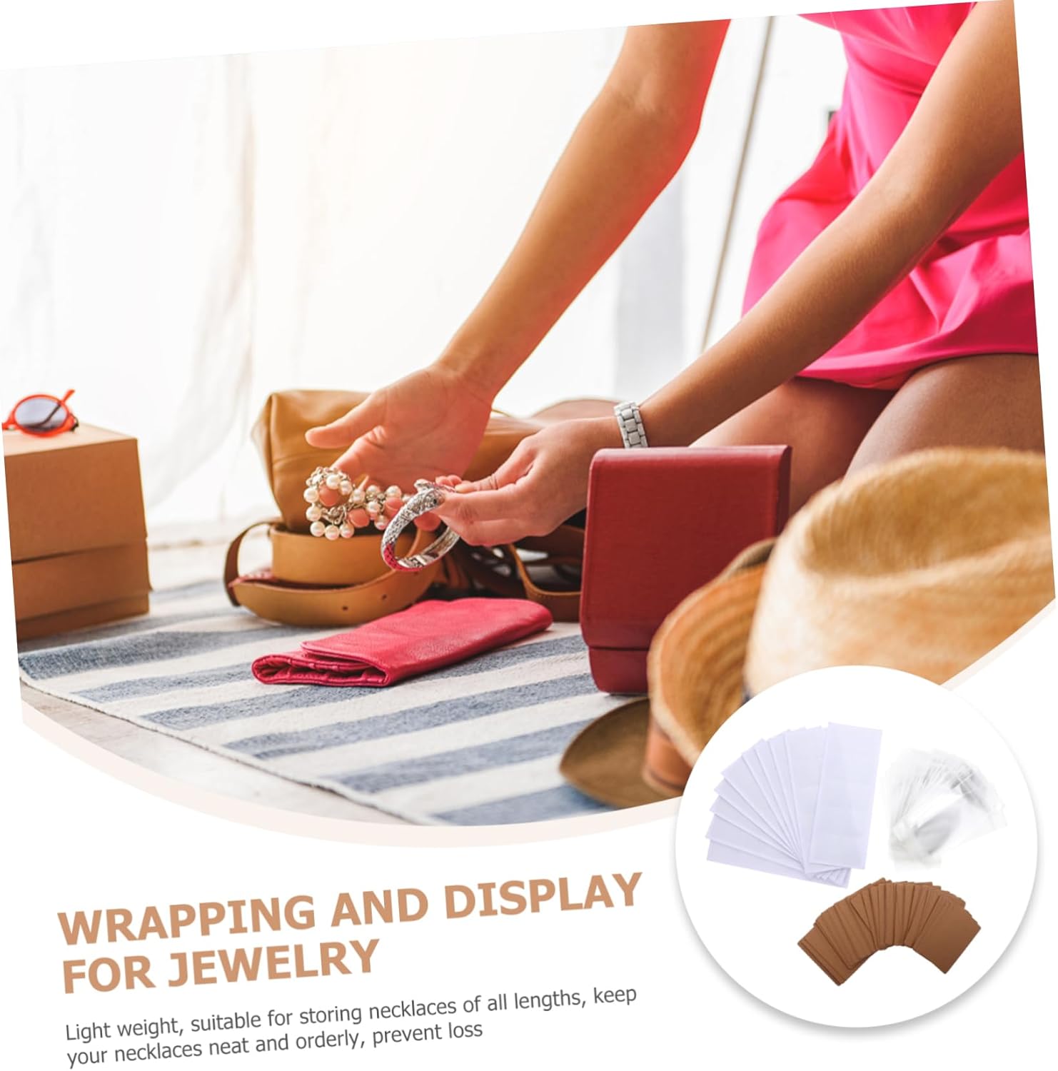 Housoutil Jewelry Display Cards Necklace Earring Holding Cards Jewelry Organizers Storage Decorative Packaging