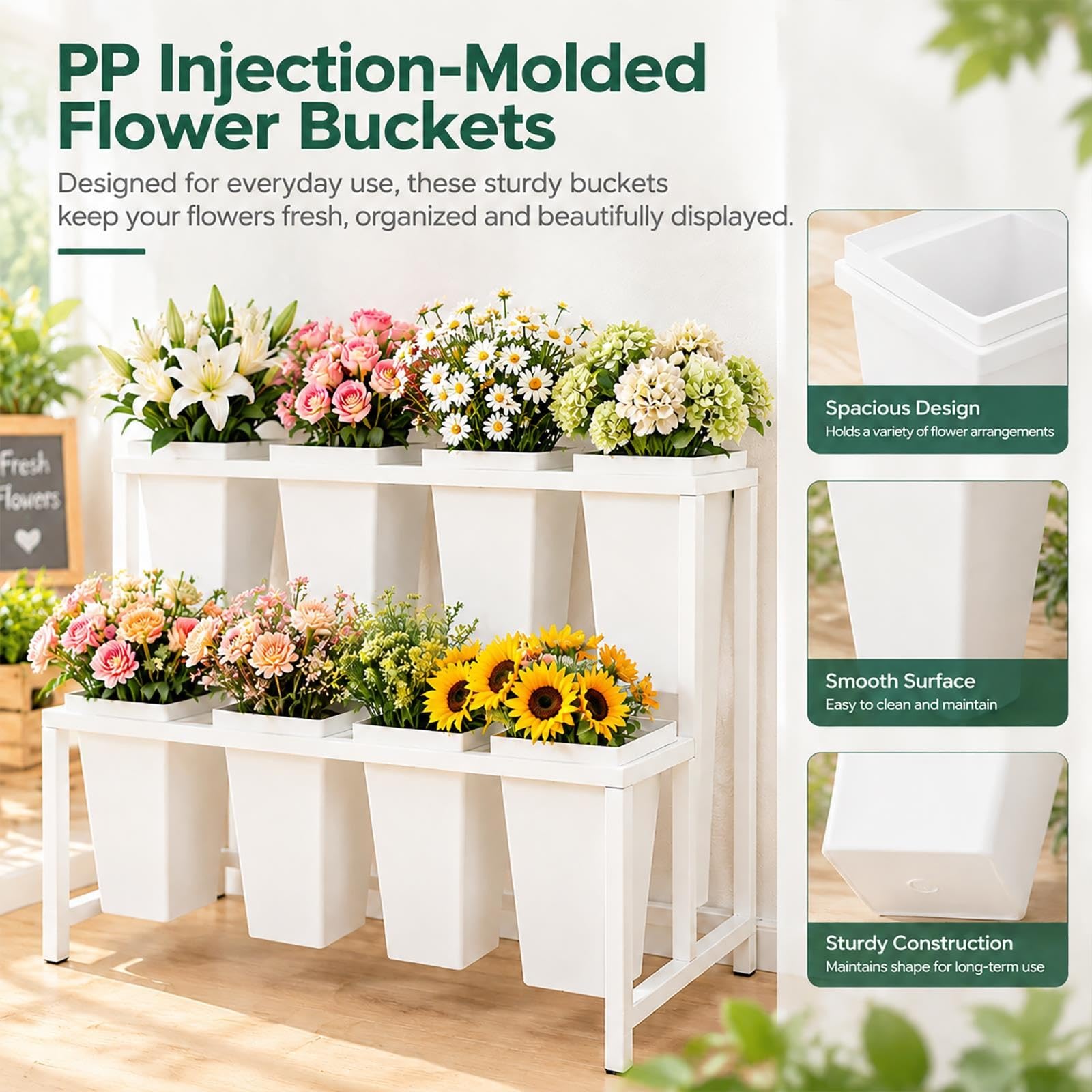 Tiered Mobile Stand for Floral Arrangements, Portable Display Trolley