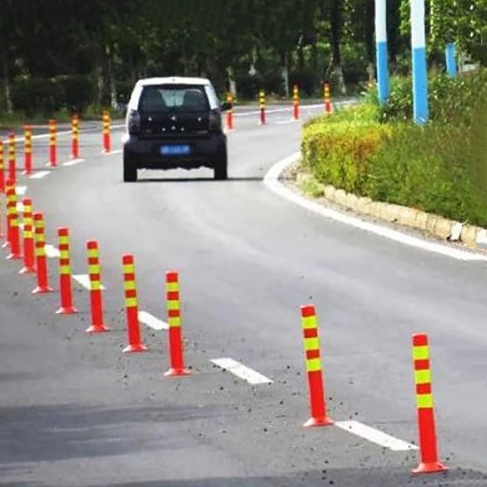 Paletto di sicurezza riflettente per parcheggio, barriera di arresto del traffico, 90 cm/35,4 pollici, rosso, 2 pezzi, per casa, garage, magazzino, decorazione stradale
