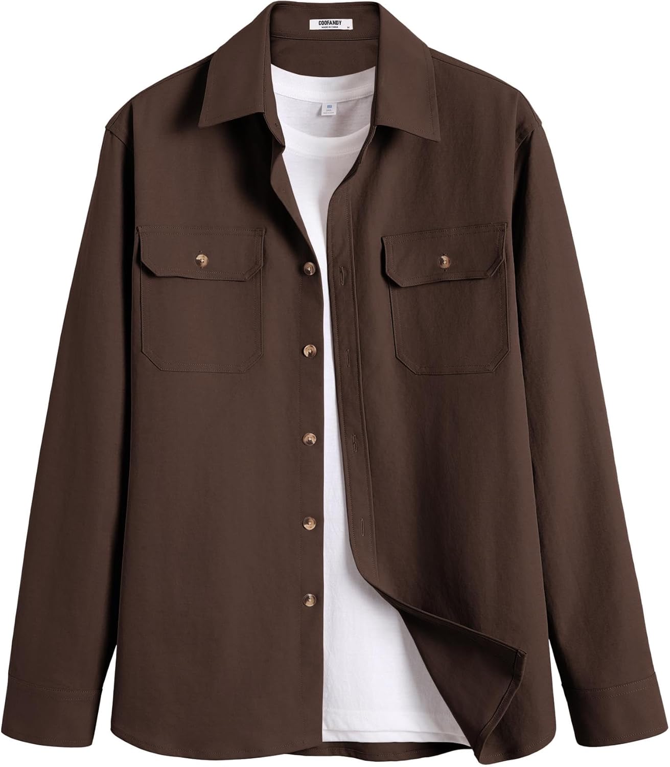 COOFANDY Men's Long Sleeve Button Up Shirt Jacket with Flap Pockets - Image 6