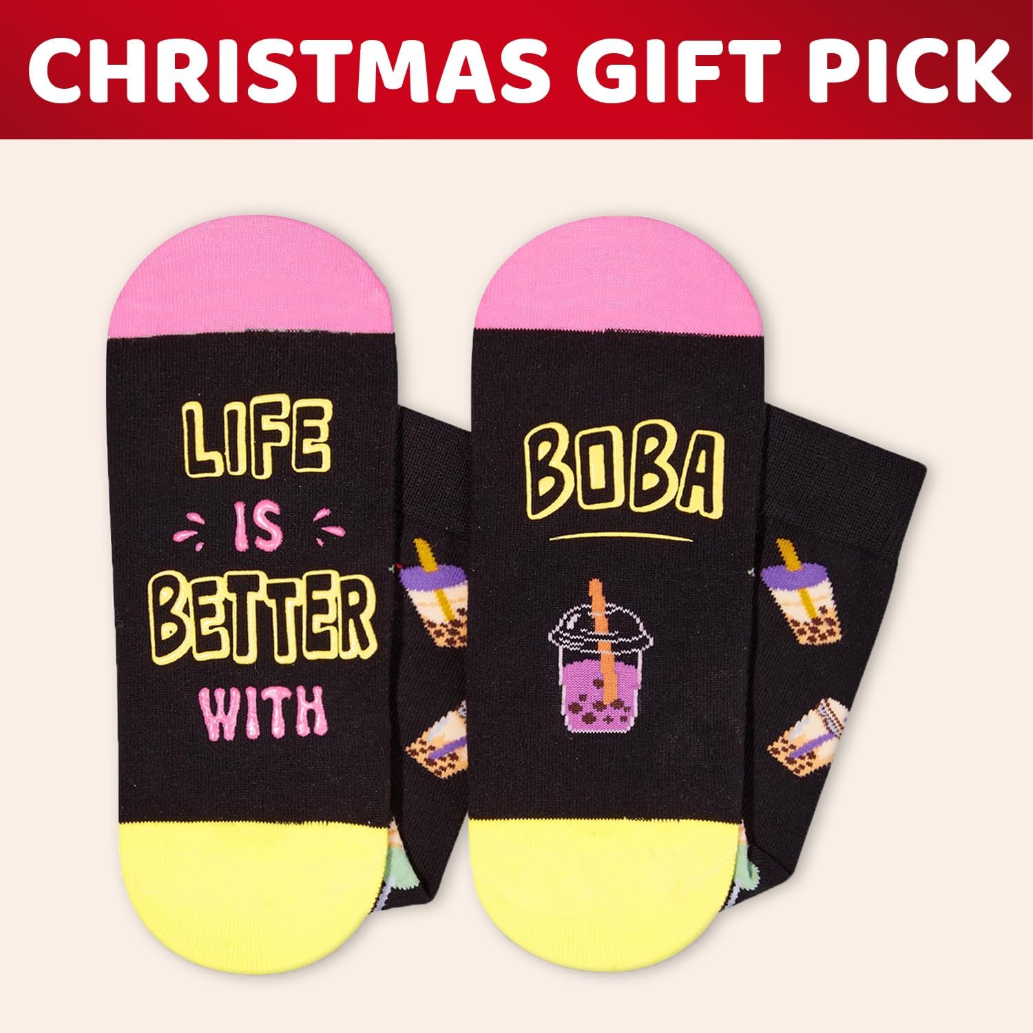 HAPPYPOP Food Lover Gifts for Women - Boba Ice Cream Socks, Burger Popcorn Gifts for Men - Image 5