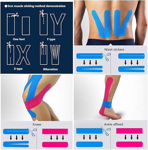 Miniatura 4 de Kinesiology Tape - Paquete combinado de 2 rollos para deportes atléticos, recuperación y fisioterapia, impermeable, sin cortar, 2 pulgadas x 16.4
