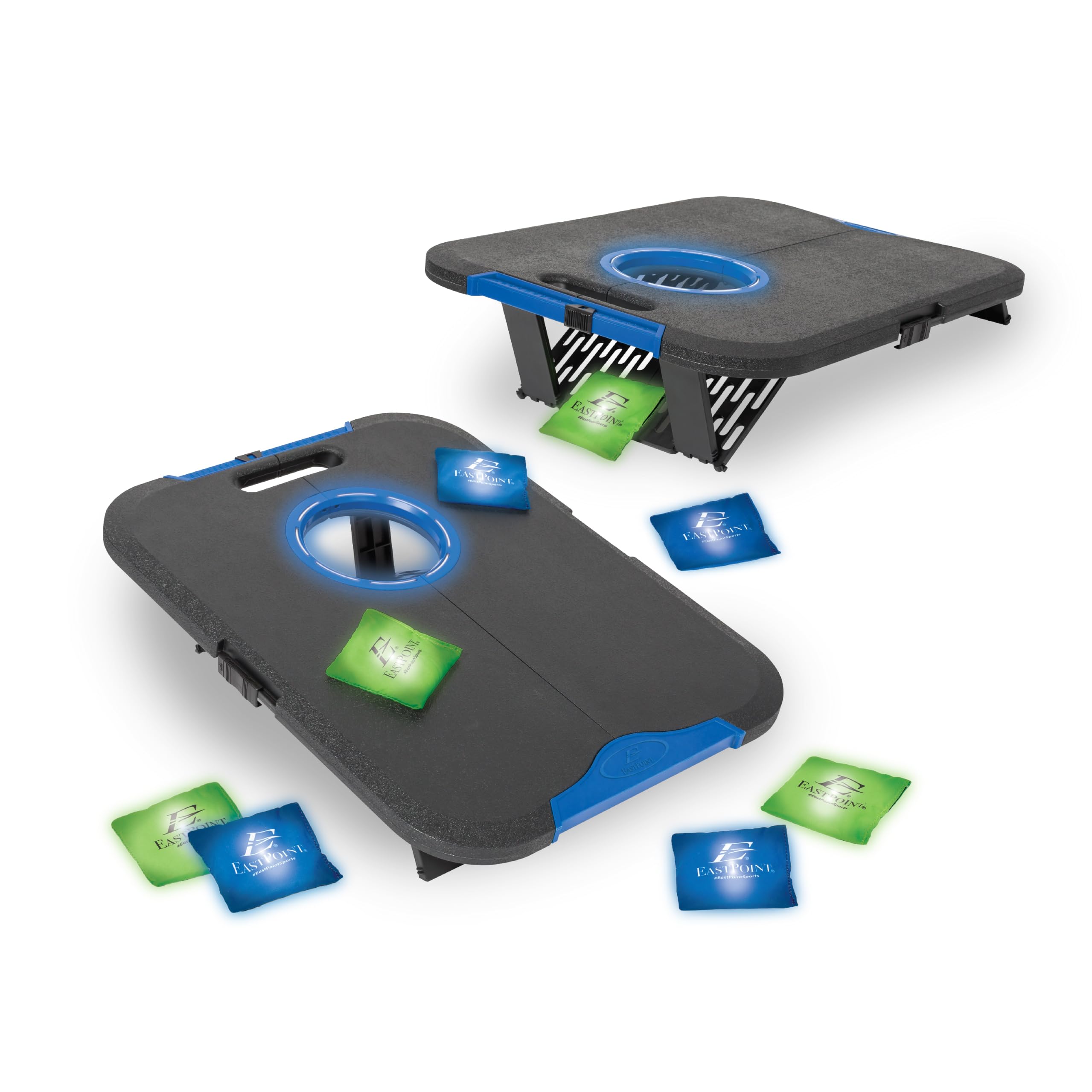 EastPoint Cornhole Set, 2 Targets, 8 Bean Bags, LED Lights, Outdoor Games