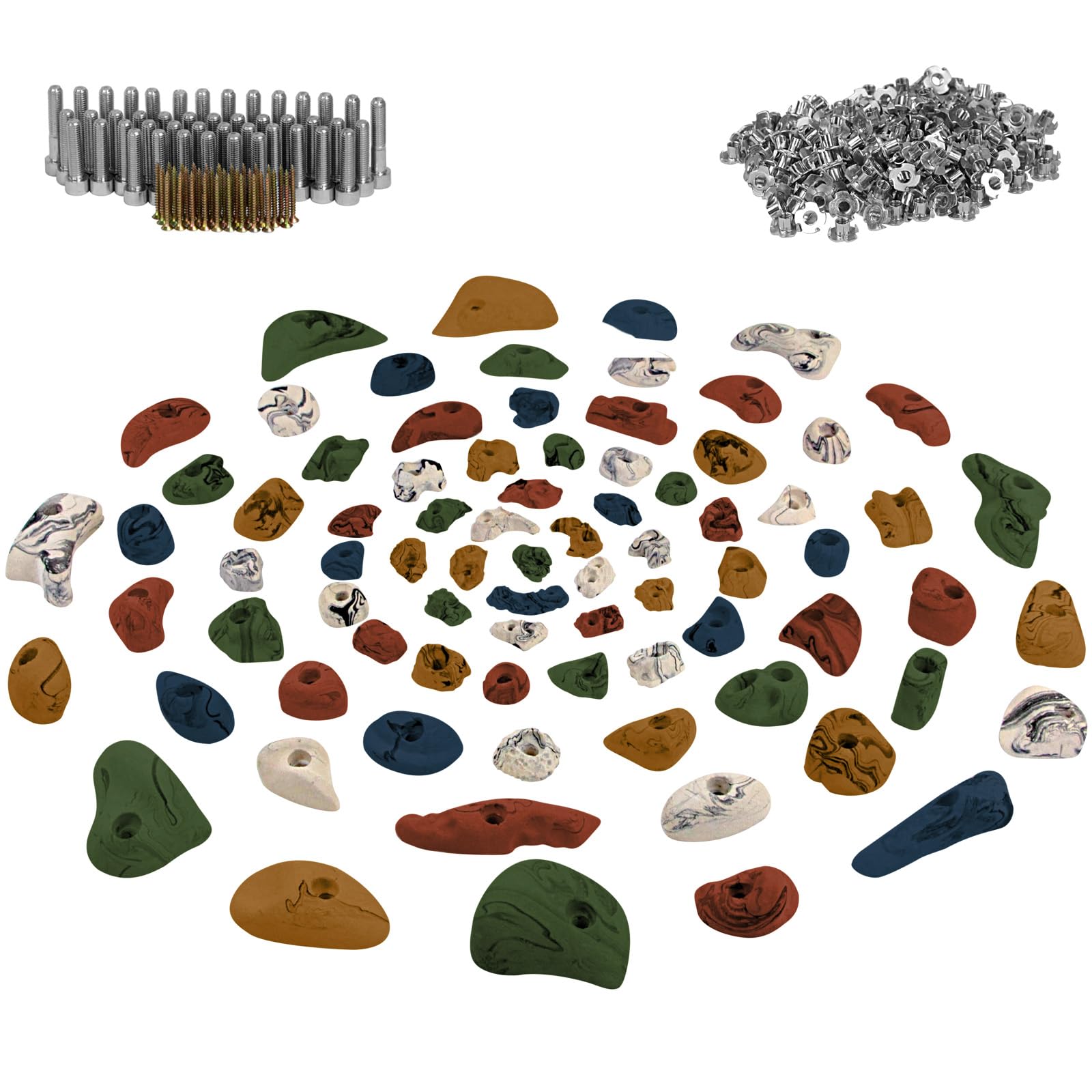 ALPIDEX 80 Prese per l'Arrampicata | Comprese Viti, Dadi di Fissaggio | Superficie di Arrampicata 6-10 m² | Misure XL - XS | Blocchi Arrampicata | Set Completo Iniziale