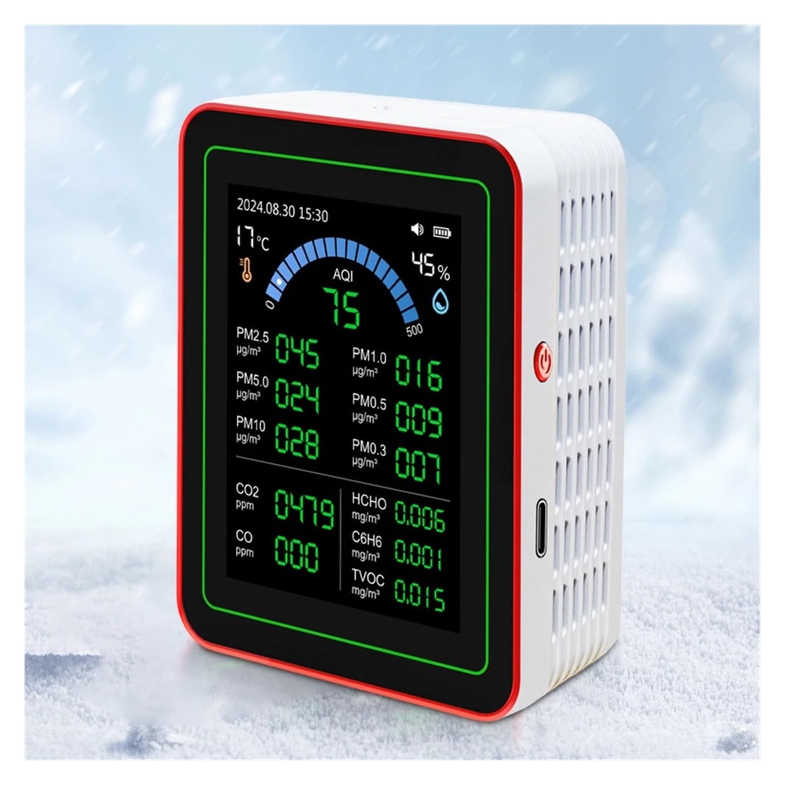 Air Quality Monitor, Rilevatore Di Qualità 'aria WiFi 18 In 1 CO/CO2/HCHO/TVOC//PM0.3/PM1.0/PM2.5/PM10 Tester Misuratore Umidità A Temperatura(18 in 1 White)