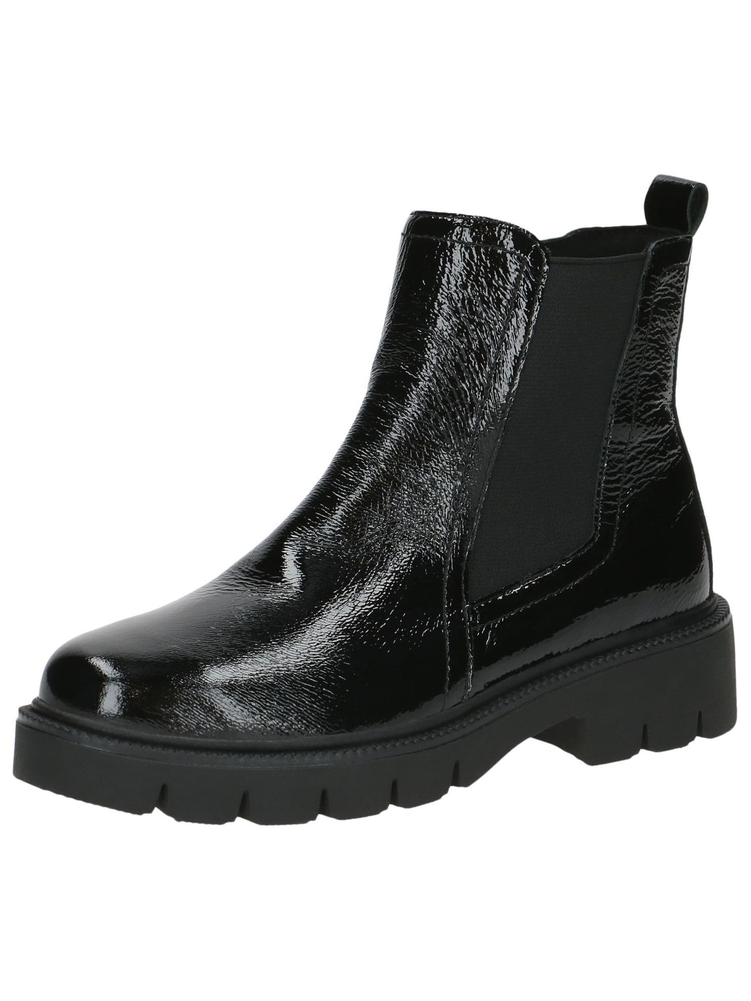 CAPRICE Women's Chelsea boots small heel elegant, Black (Black Naplak), 3.5 UK