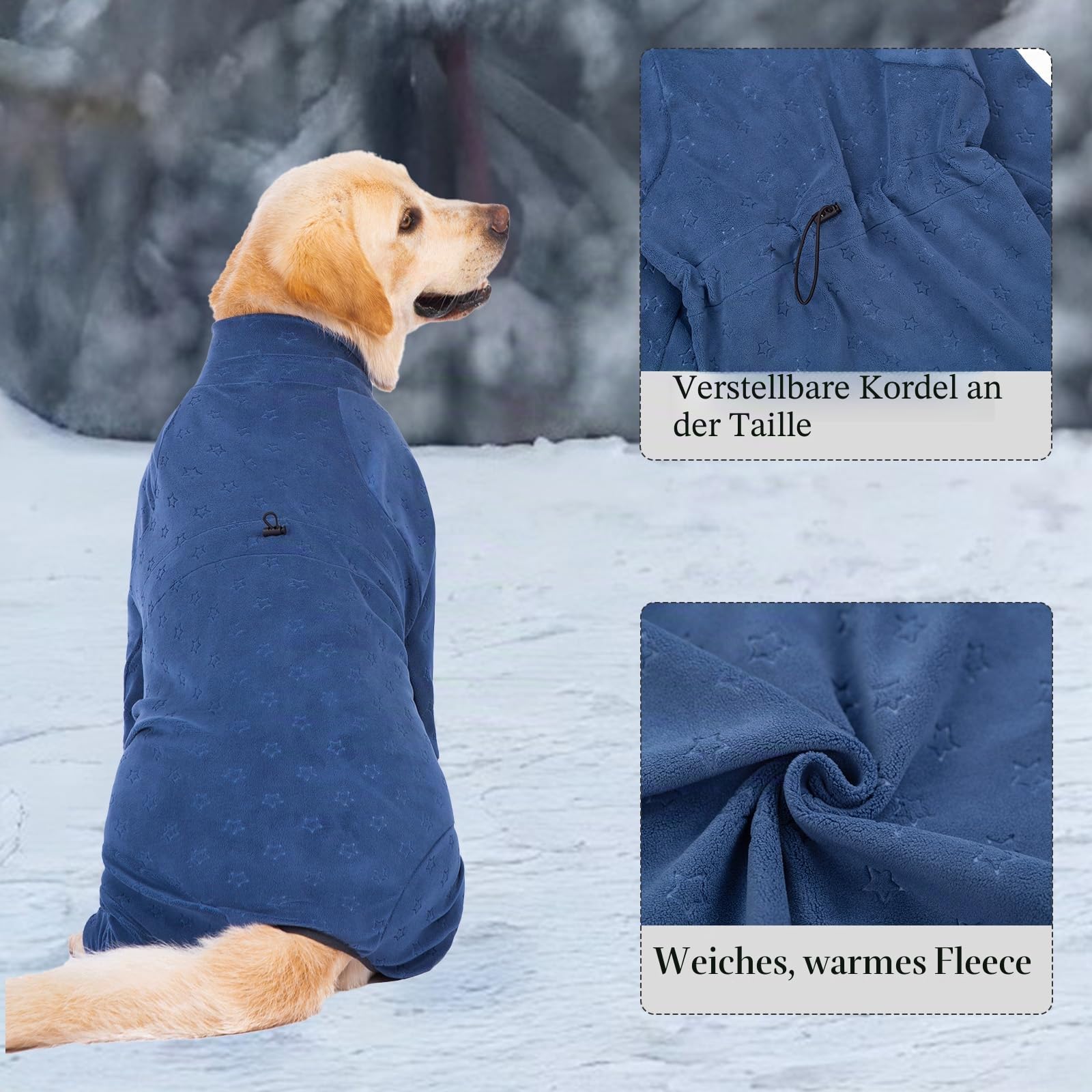 Prägung Hundemantel Fleece Hundepullover Mit Beinen Winterjacke Warm Hundepyjama Hundebademantel Für Große Mittelgroße Hunde Wintermantel Hundejacke Hundepulli