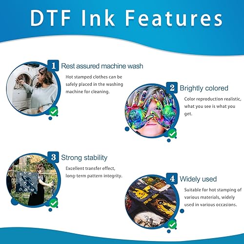 Miniatura 3 de YOUEXPERT DTF Ink Premium - Kit de conversión de tinta de transferencia de calor para impresoras Epson L1800, R2400, L800, 1430, P400, P800, R2000,