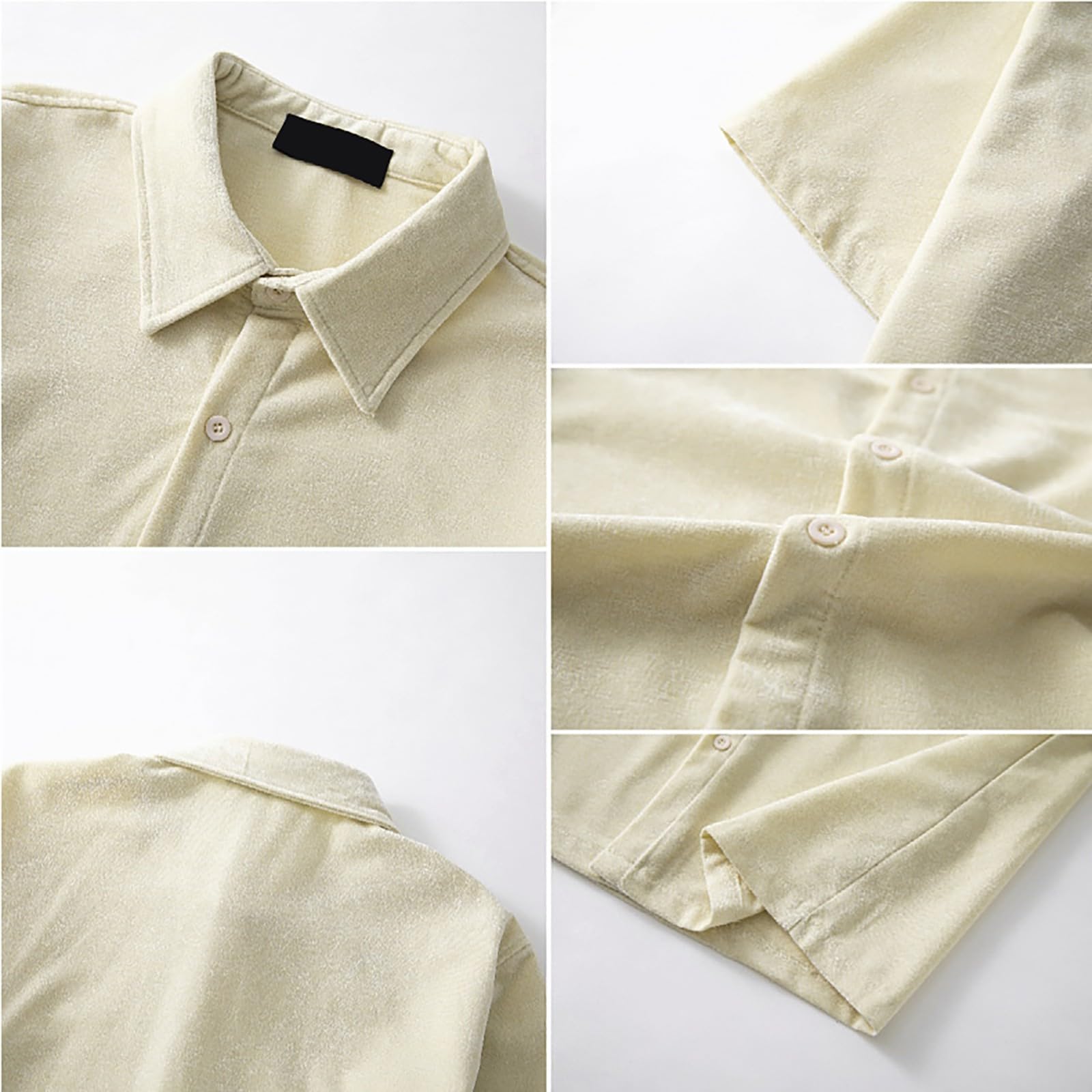 Camicia da uomo a maniche corte in tinta unita con colletto cubano - Casual Turn-Down collare button down top per street style