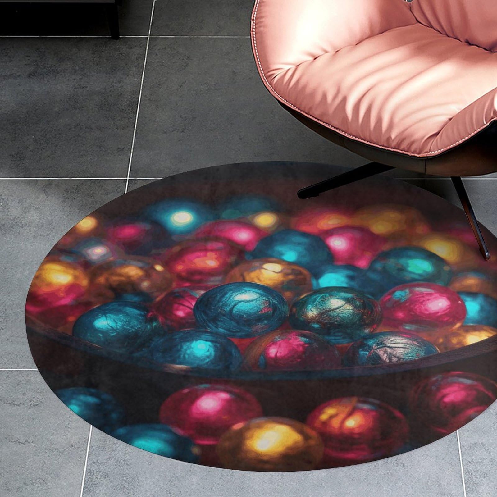 Tapis rond doux et absorbant de 90 cm antidérapant et lavable pour salon