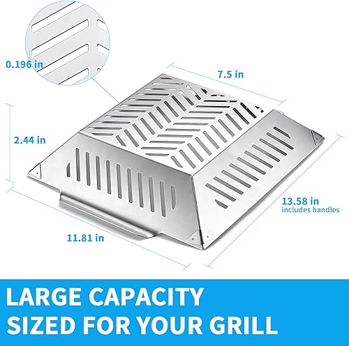 Miniatura 3 de Extreme Salmon Cesta de parrilla resistente, cesta grande de acero inoxidable para parrilla al aire libre, cesta de parrilla con asas, accesorios