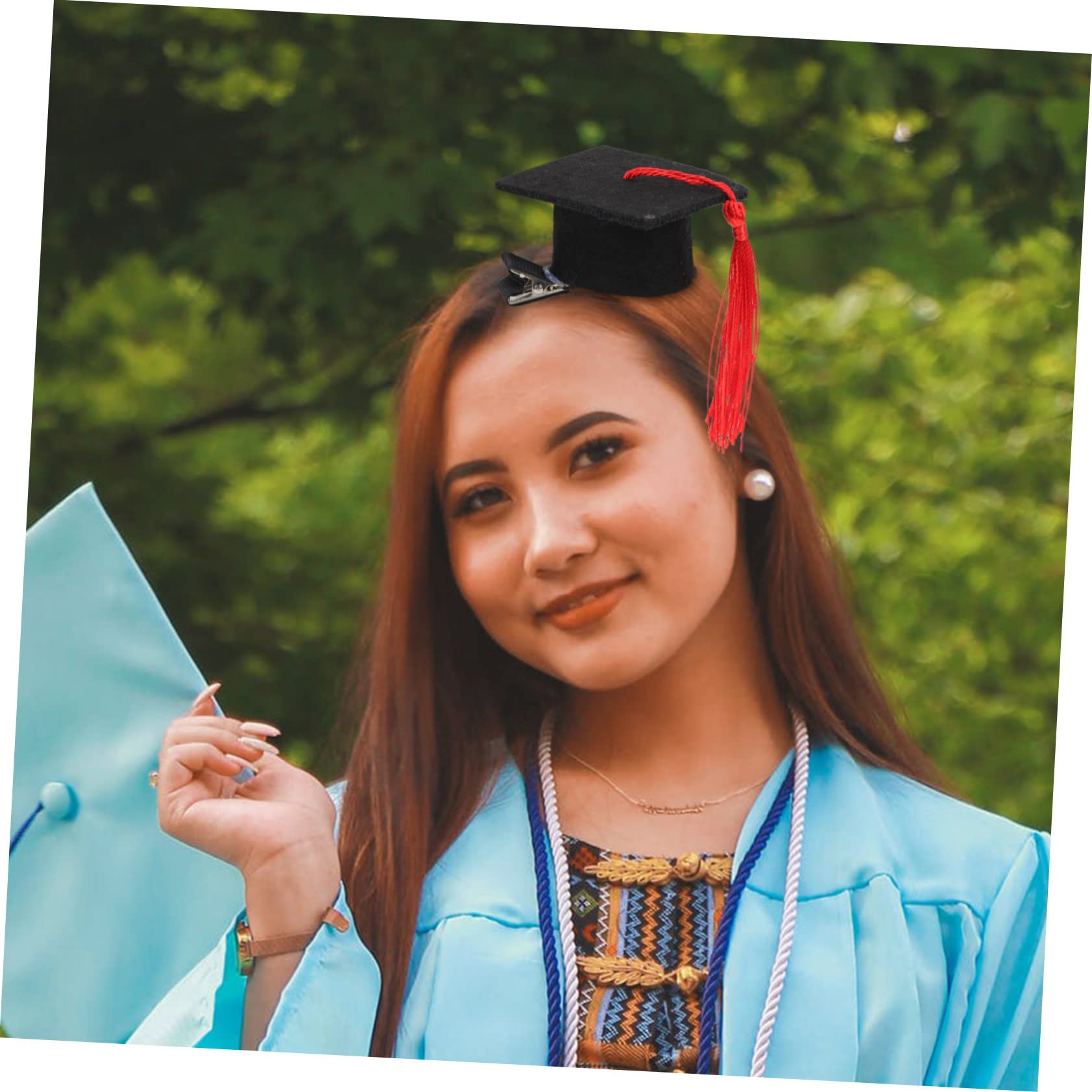 SOLUSTRE 8pezzi Cappello da Laurea Tema Forcina per Capelli Elementi di Laurea Fermaglio per Capelli in Stile Stagione delle Lauree Accessori per Foto