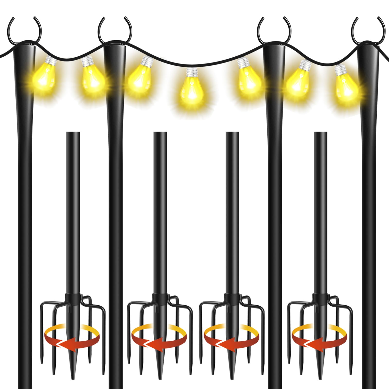 OHLUX 4 Pack String Light Poles 10FT, Light Poles For Outside String - View #5