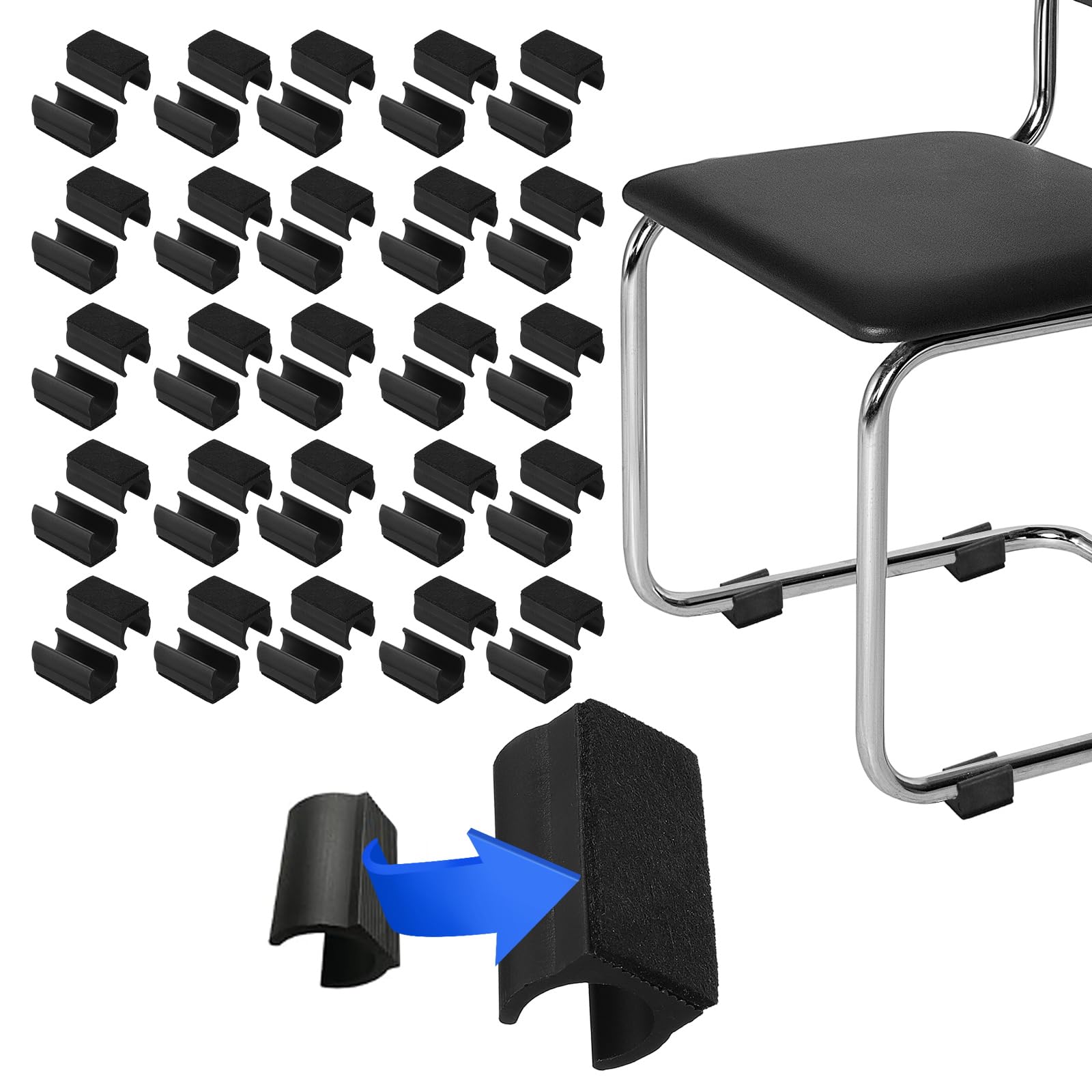 PATIKIL Rectangle U Shaped Chair Leg Tips Caps with Felt Pads
