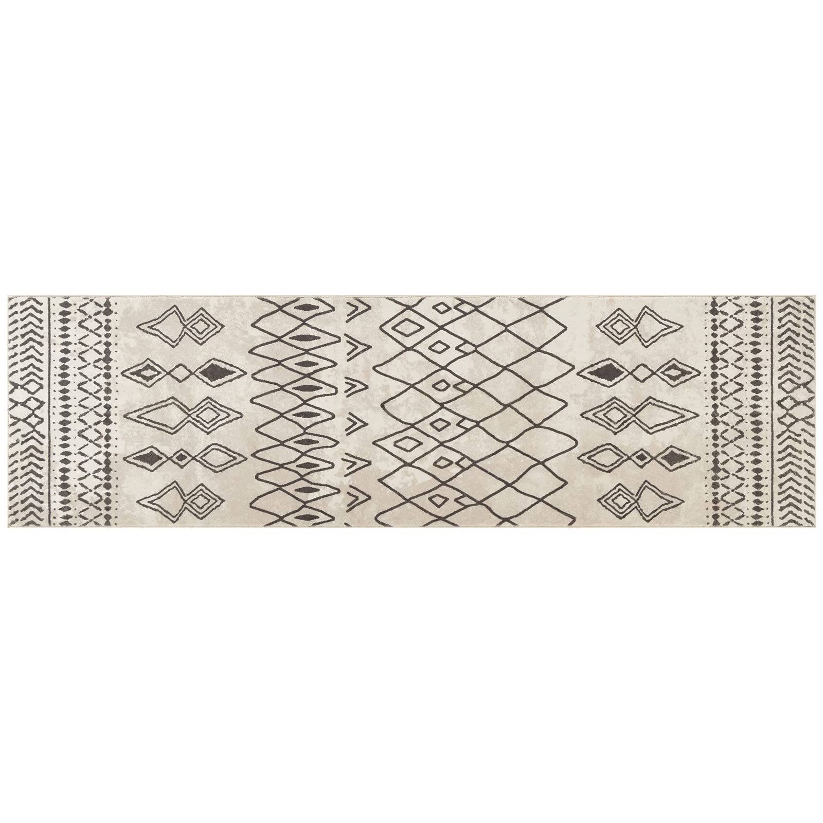 Carvapet Bieżnik do przedpokoju, 60x210 cm, antypoślizgowy, długi dywanik kuchenny, do prania, miękki mikrofibrowy, geometryczny, chodnik (beżowy)