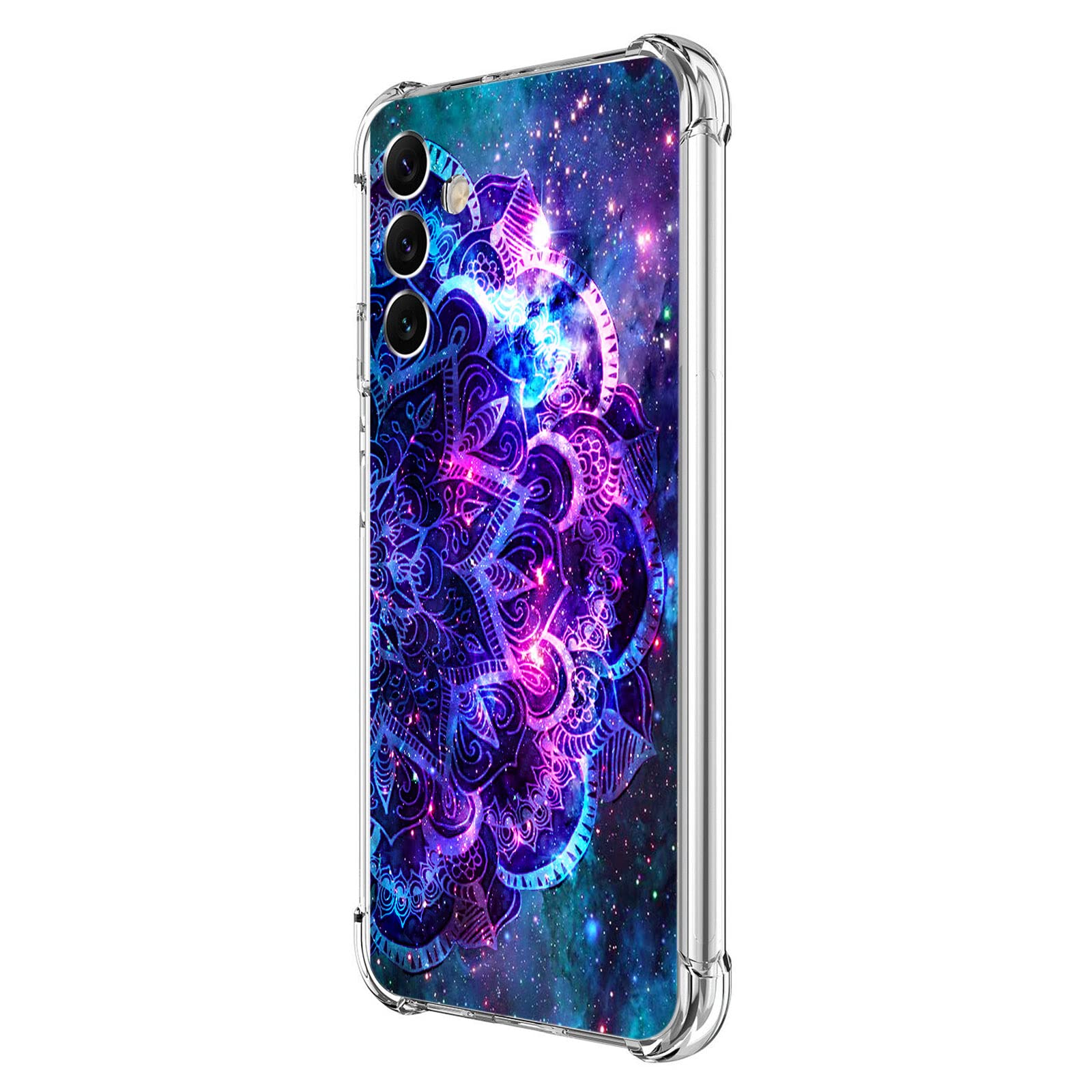 Beaucov Galaxy A54 5G Case, Purple Mandala Galaxy Sky Drop Protection Shockproof Case TPU Full Body Protective Scratch-Resistant Cover for Samsung
