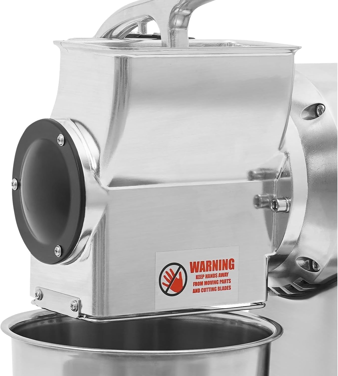 Heavy Duty Electric Cheese Grater, 900W Commercial Stainless Steel Grinder with Safety Shield, Processes 60kg per Hour, Ideal for Block Cheese and Butter