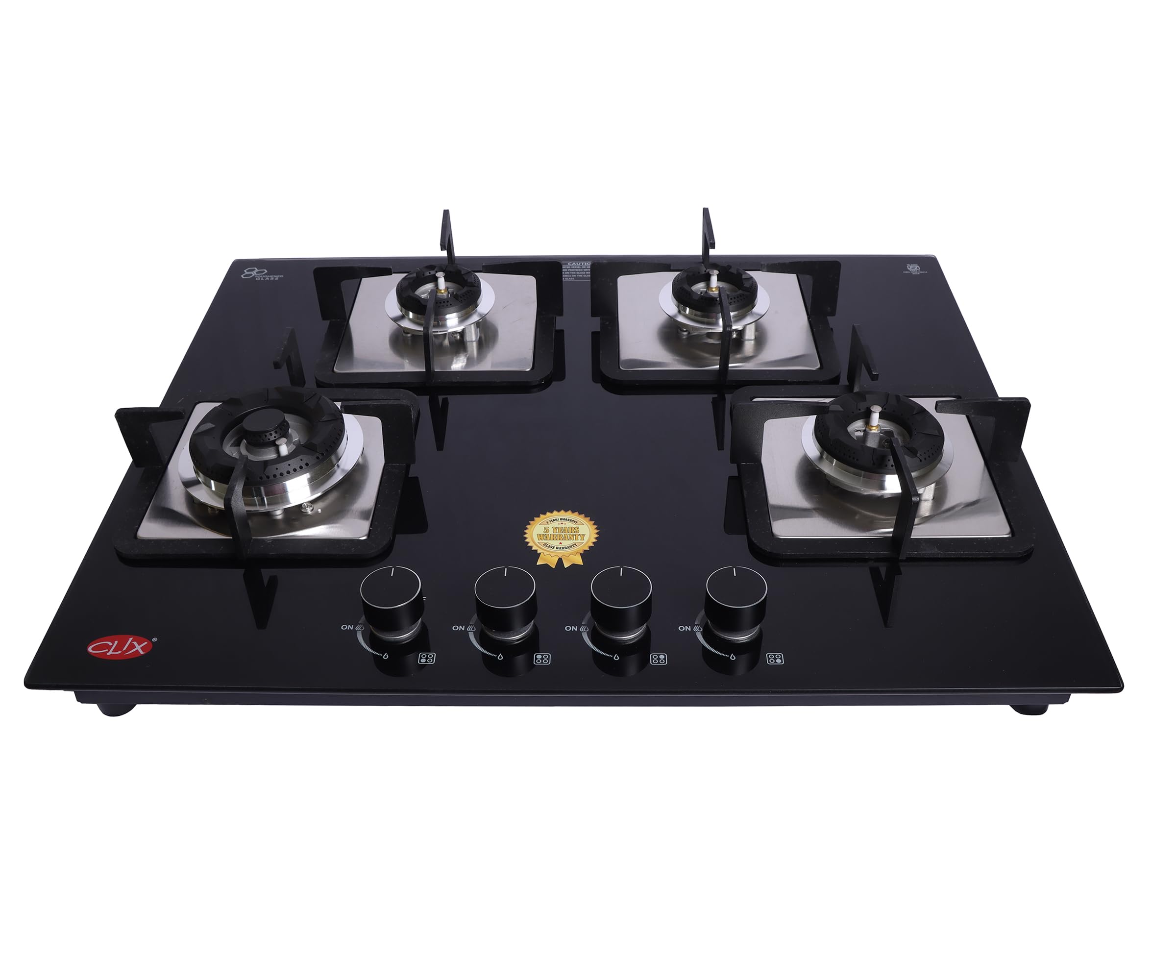 Clix Dura 4 Burner Built-In Hob | Toughened Glass Top | High-Efficiency Brass Burners | Auto Ignition-image-11