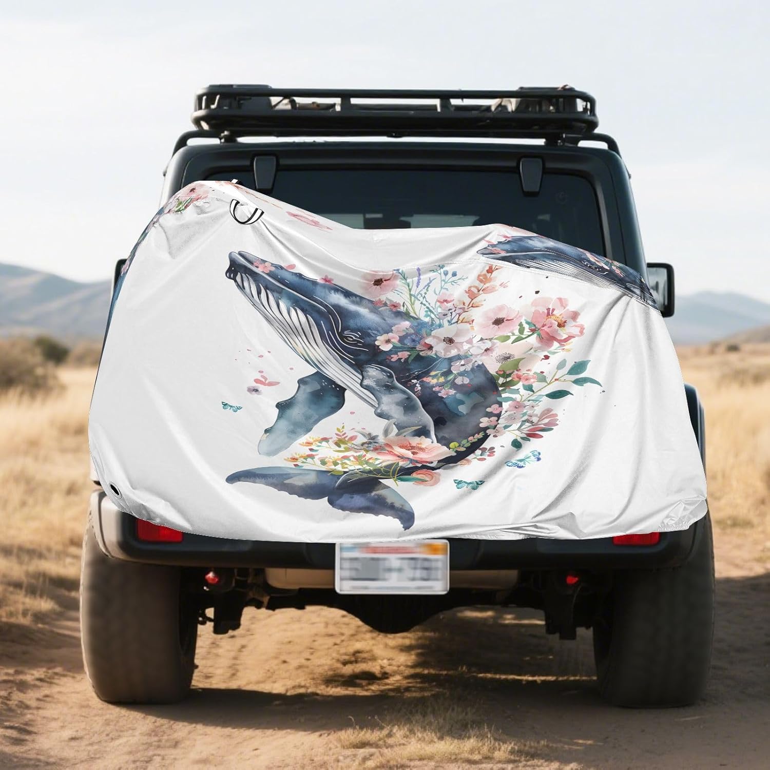 ALAZA Whale Flower Bike Cover Waterproof Outdoor Ebike Bicycle Covers Tarp Protection for 1/2 Bikes, Sun UV Dust Wind Proof
