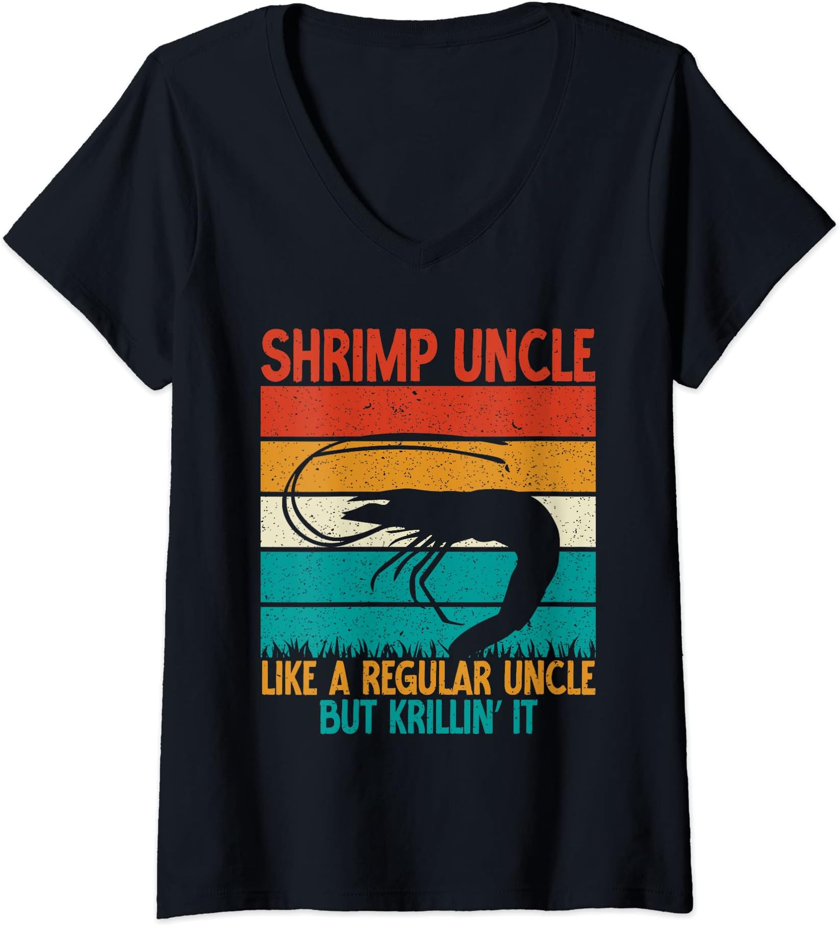 Womens Shrimp Uncle like a regular Uncle but krillin it Shrimp V-Neck T-Shirt