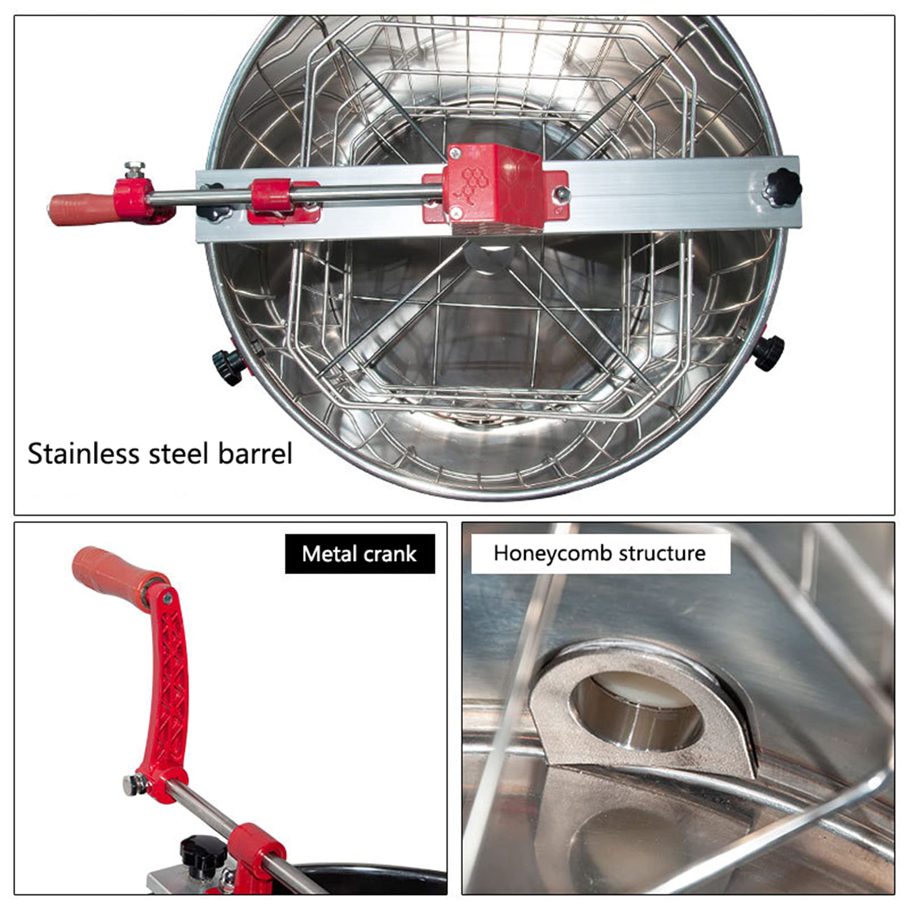 Agitatore manuale per miele Macchina per la separazione del miele in acciaio inossidabile Macchina per la pressa per miele in acciaio inossidabile a quattro telai Prendi il miele 4 Estrattore per ap