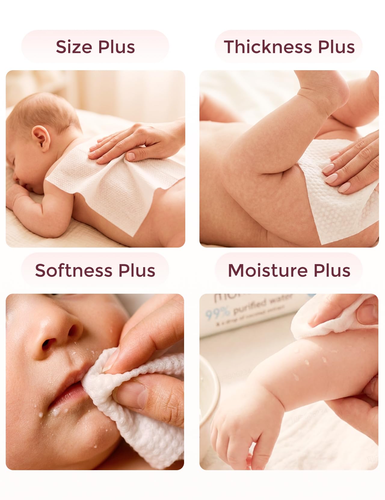Momcozy Toallitas húmedas para bebés con diseño extra grande, 99% a base de agua, sin fragancia e hipoalergénicas, toallitas limpiadoras e hidratantes para pieles sensibles, 8 paquetes