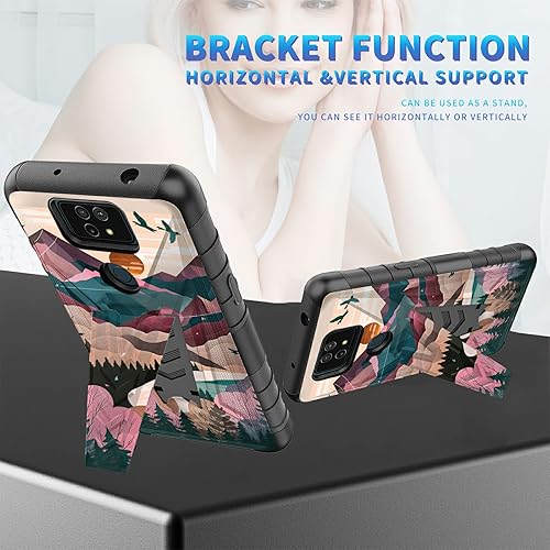 Miniatura 395 de AT&T Calypso 2 (U319AA) Funda con protector de pantalla de vidrio templado resistente con función atril integrado para debut de críquet, ciervo