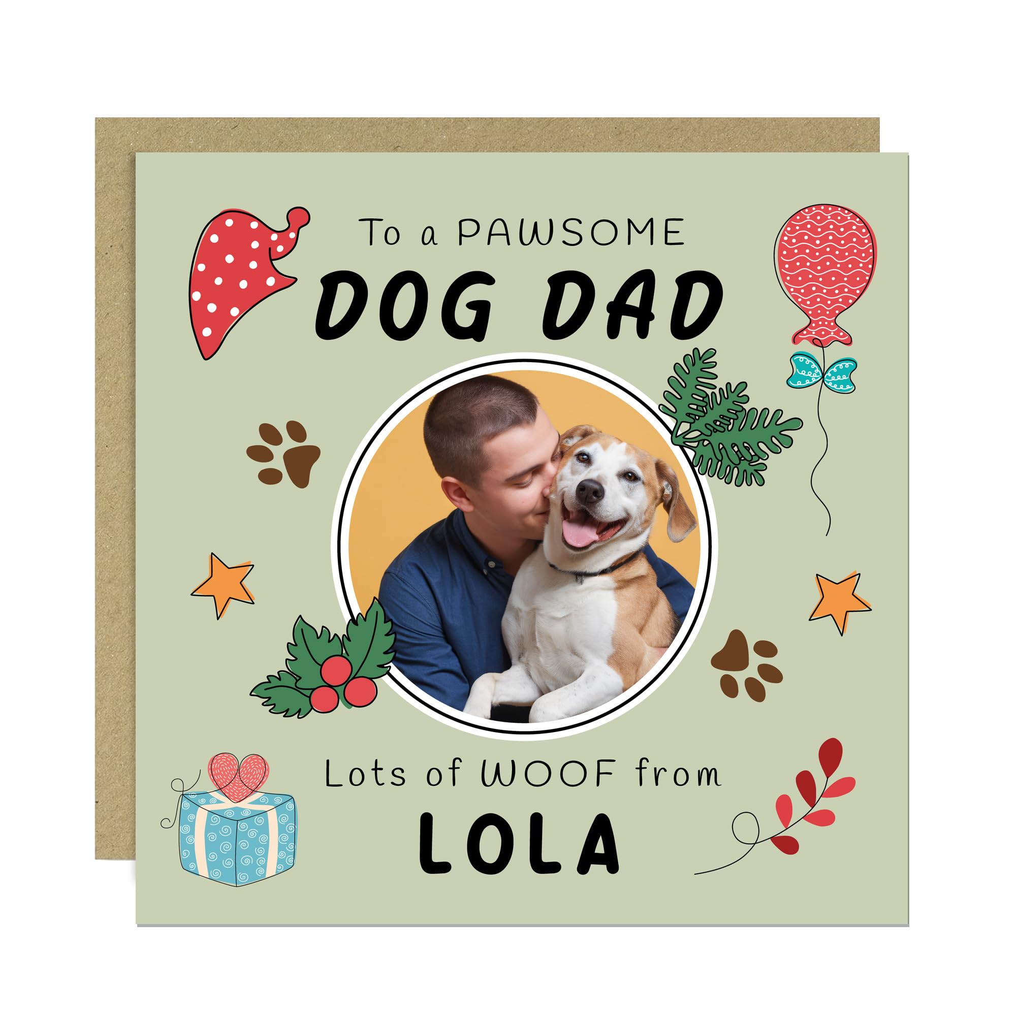 RED OCEAN Personalised Card For Dad PAWESOME DOG DAD CARD Christmas For From Dog Puppy Cute Christmas With Envelope