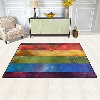 Rainbow Galaxy Pride Flag LGBTQ Oil Painted Doormat for Front Door Indoor Outdoor Door Mat Non-Slip Absorbent Waterproof Entrance Rug All-Season Patio Porch Kitchen Bath Mat
