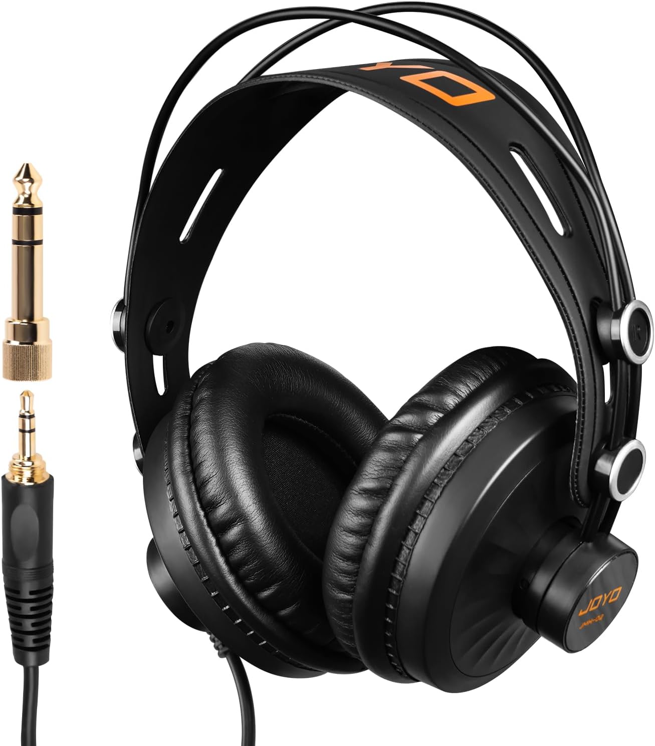 Studio Monitor Headphones, 50mm Drivers Over-Ear with Passive Noise Isolation, Flat Response for Recording/Mixing/Guitar Amp/Podcast, 3.5mm & 6.35mm Adapter (JMH-02)