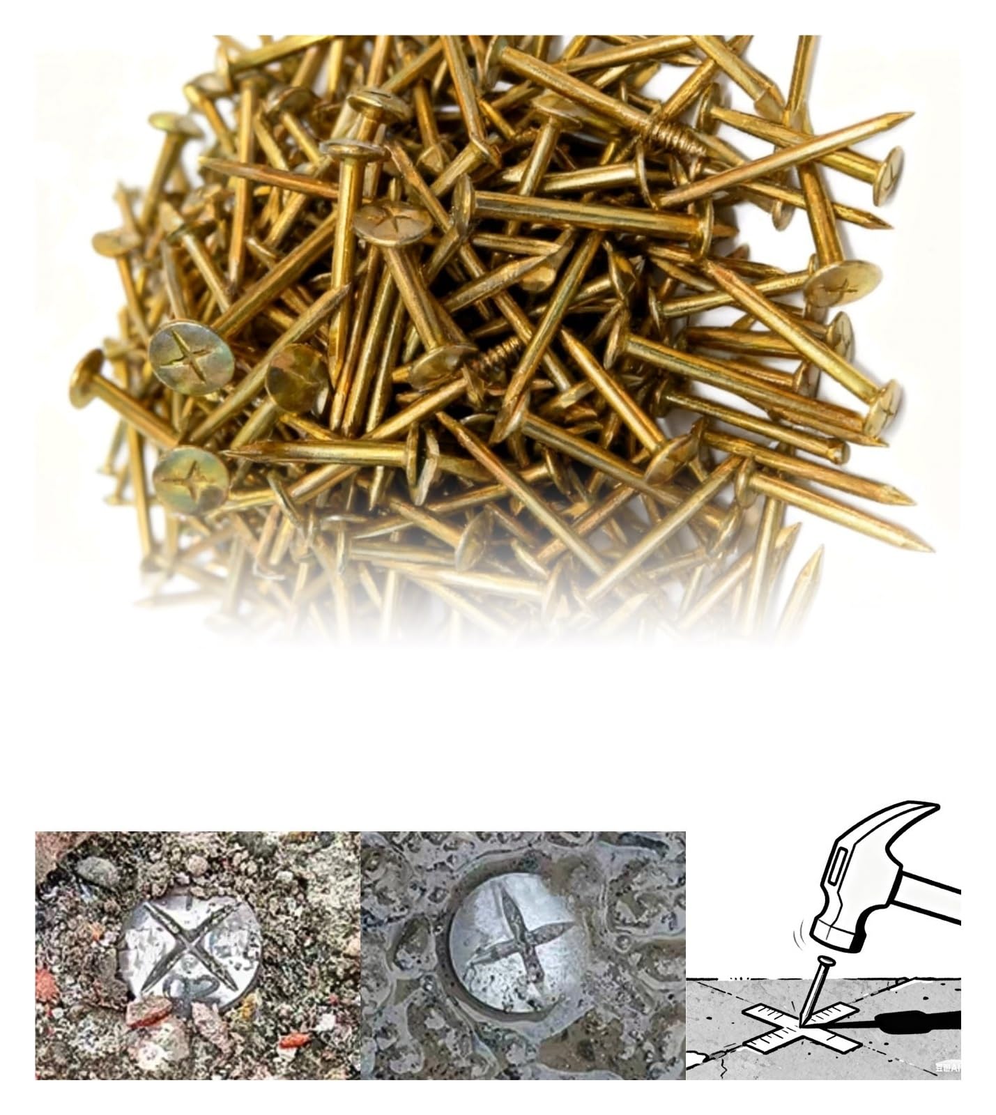 20pcs 3cm 5cm 7cm 8cm 10cm Survey Markers Steel Nails, Surveying Cross Measuring Limit Mark Stakes(10cm)