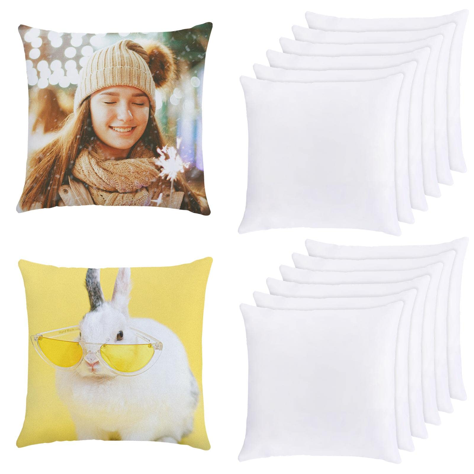 Dengofng12pcs Sublimation Pillow Cases, Cafe Sublimation Blank Throw Pillow Cover, Heat Transfer Throw Pillow Cover for Sofa Car (Size:S)