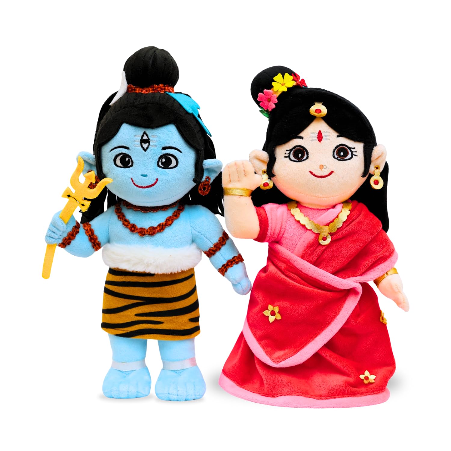 Panda's Box Lord Shiva and Parvati Duo (Non-Musical) | Soft Plush Stuffed Toy | Non-Toxic, Safe | Divine Birthday & Festive Gift for Babies, Kids (Boys, Girls) | Free Colouring Book | 30 CM