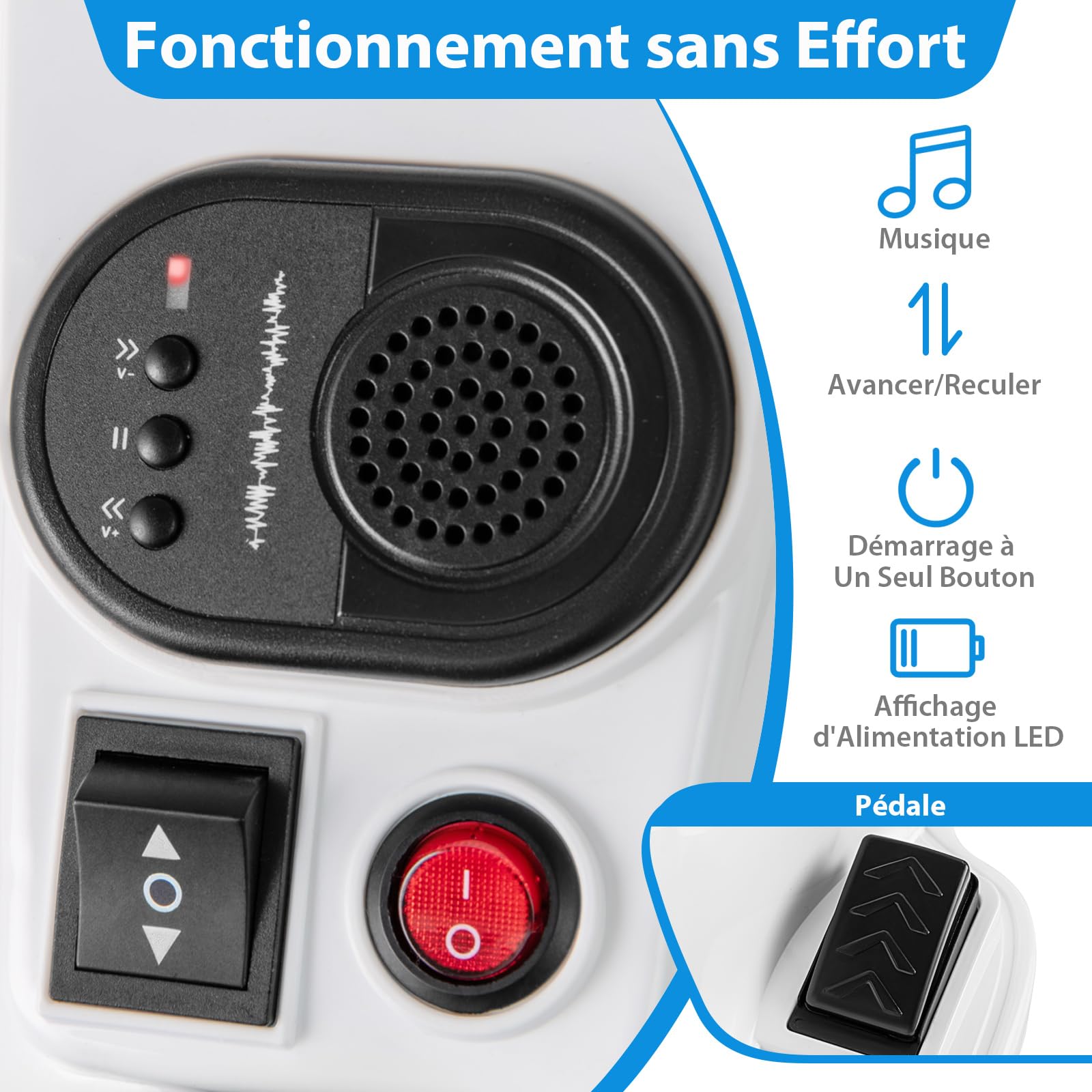 COSTWAY 12V Moto Électrique Enfant en Forme Licorne avec Musique & Démarrage à Un Bouton, Cheval Électrique Enfant avec Roues d'Entraînement & Mode Équitation, 3 km/h, Charge 30kg, 3 Ans+ (Bleu)