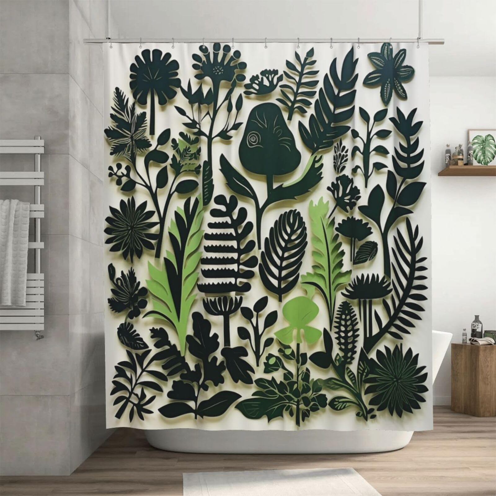 Rideau de douche 182x182 imperméable jungle avec 12 crochets inclus
