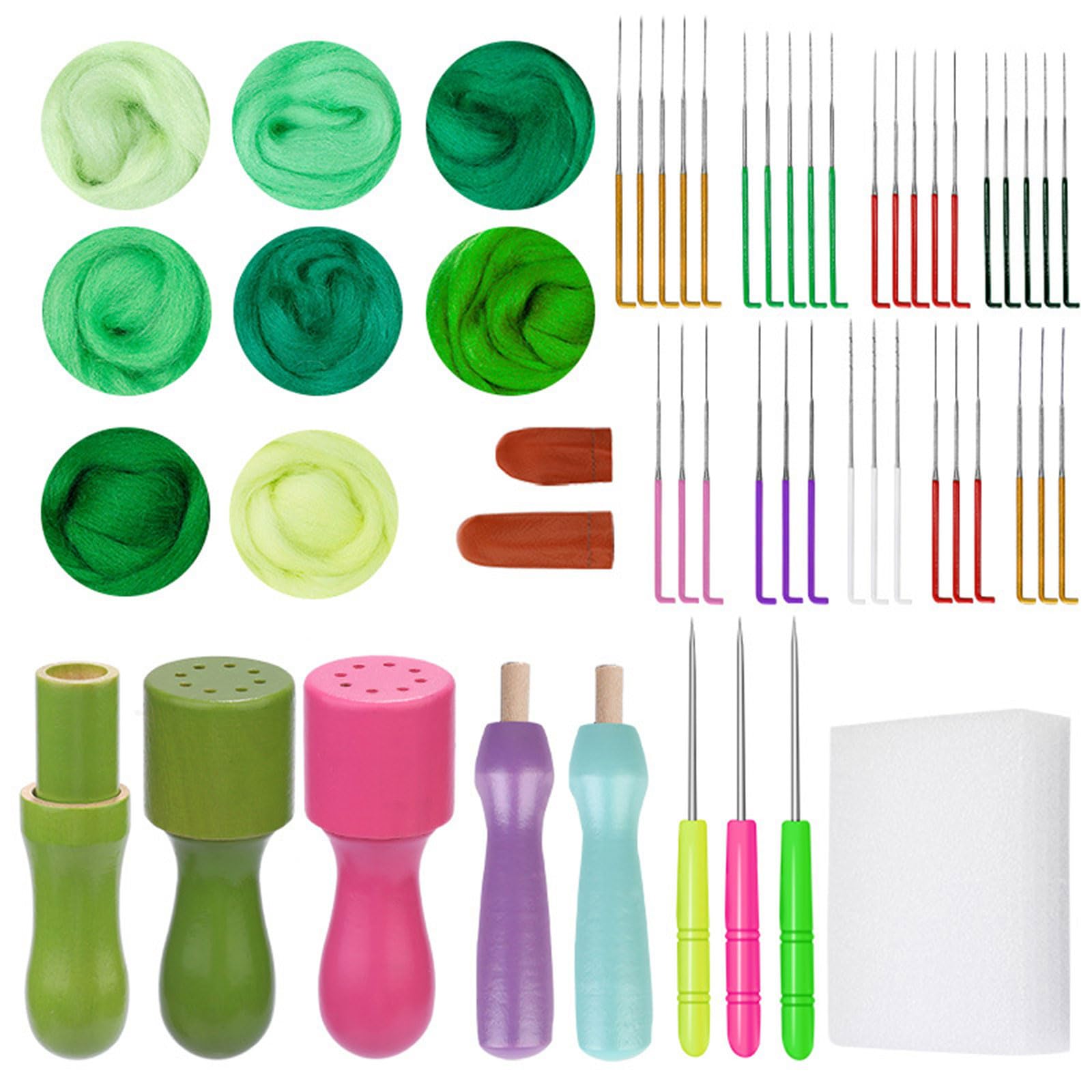 Hsioluted Needle Felting Set Needle Felting Starter Kits with Tool 8 Colors Wool Roving Set Supplies Starter Kits