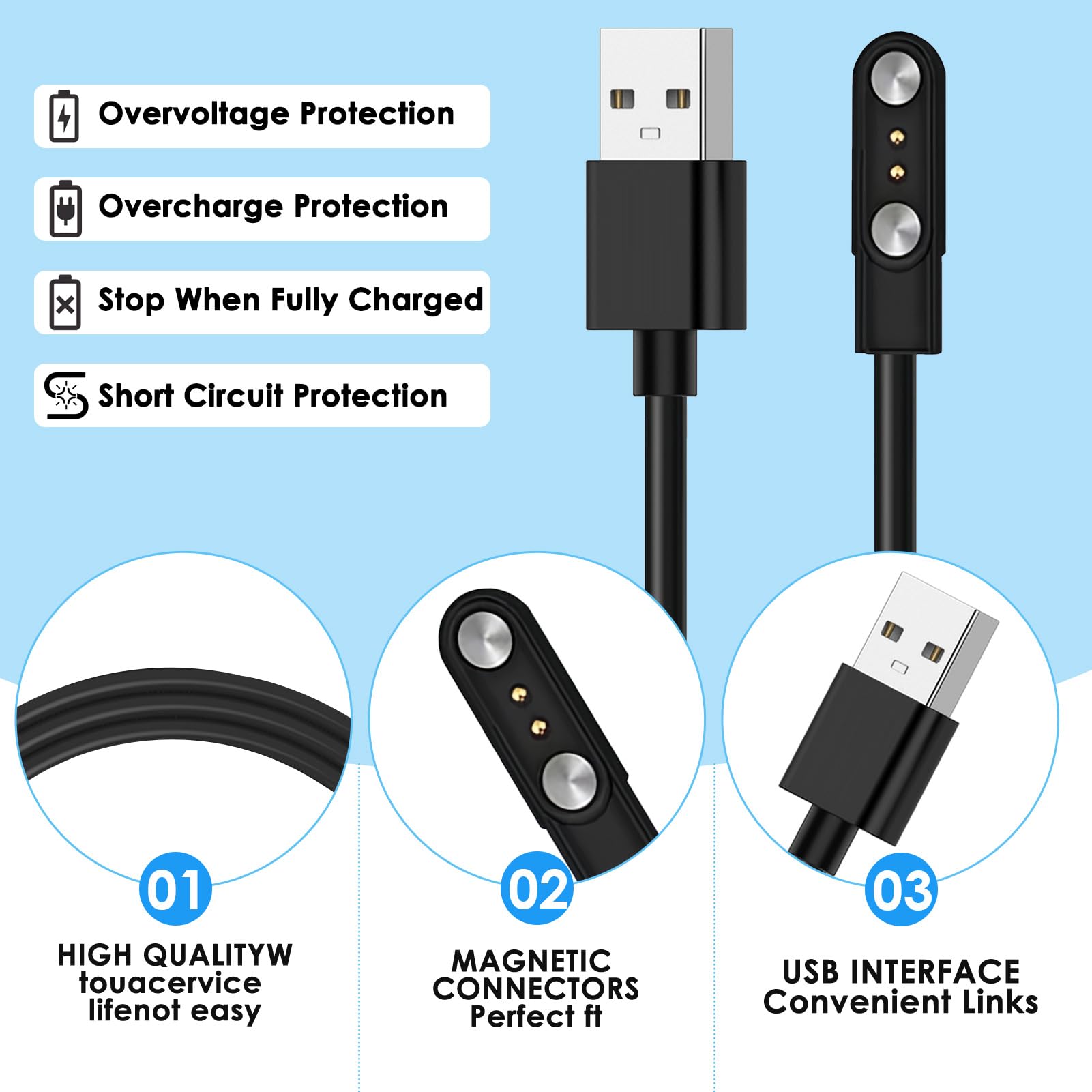 Caricabatterie Magnetico Smartwatch Universale - Cavo USB A 2 Pin Con Spaziatura 4mm - Foto 12