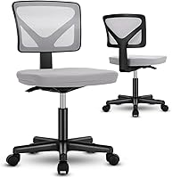 Vista 10 de DUMOS Juego de sillas de escritorio sin brazos, 2 unidades, silla giratoria de oficina en casa ergonómica ajustable con ruedas, sin brazos, cómodas