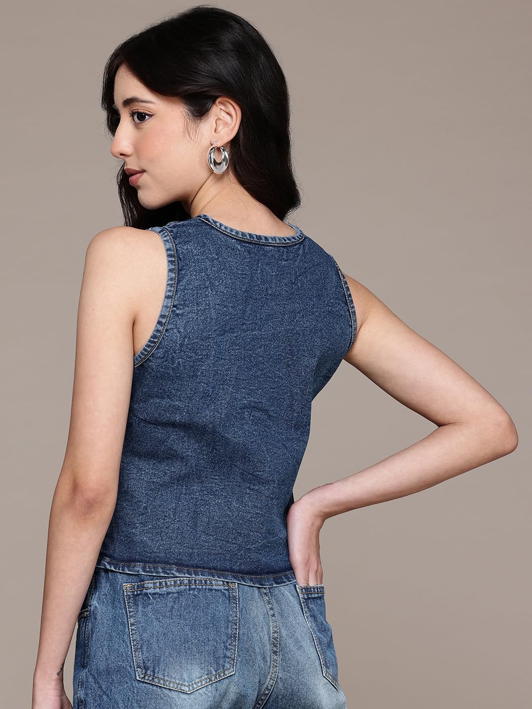 Nifty Women's Denim Waistcoat (1474_BLU_L_Blue_Large) - Image 4 thumbnail