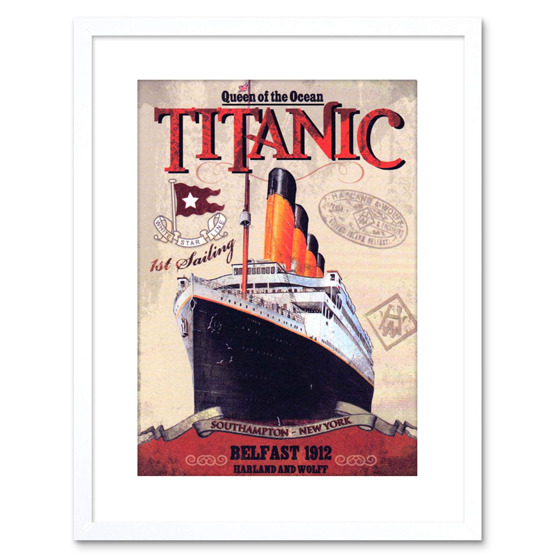 Wee Blue Coo 9x7 '' TRAVEL TITANIC LINER DISASTER QUEEN OCEAN FRAMED ART PRINT F97X1508