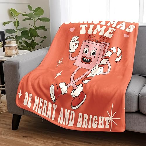 Miniatura 2 de Cartoon Throw Blanket Happy Holiday Merry Christmas Funny Snowman Couch Sofa Living Room Bedroom Washable Cozy Flannel Christmas Home