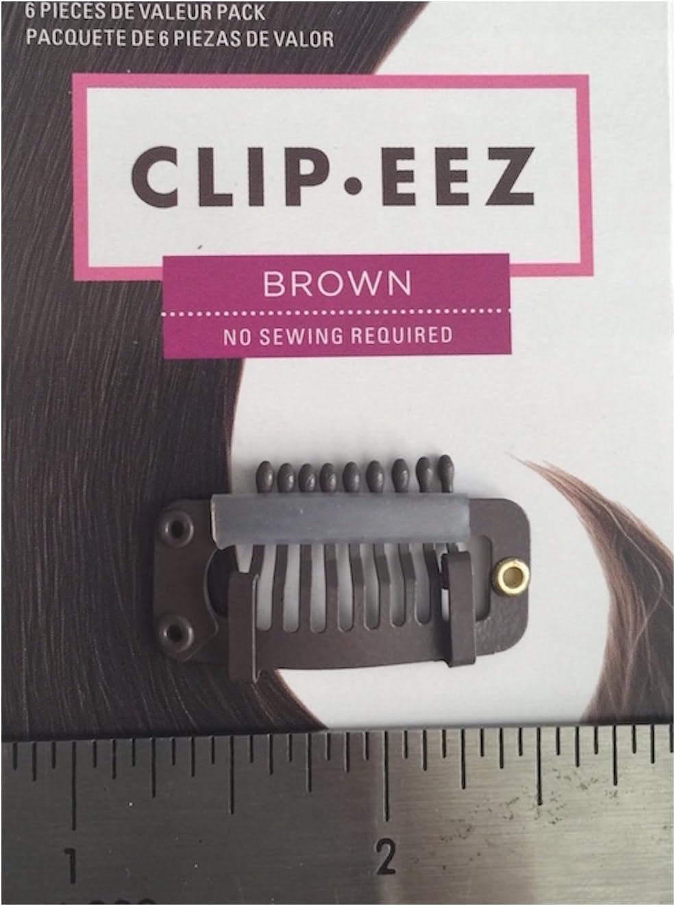 CLIP-EEZ No SEWING Need Wig CLIP Brown 6 Pieces Value Pack
