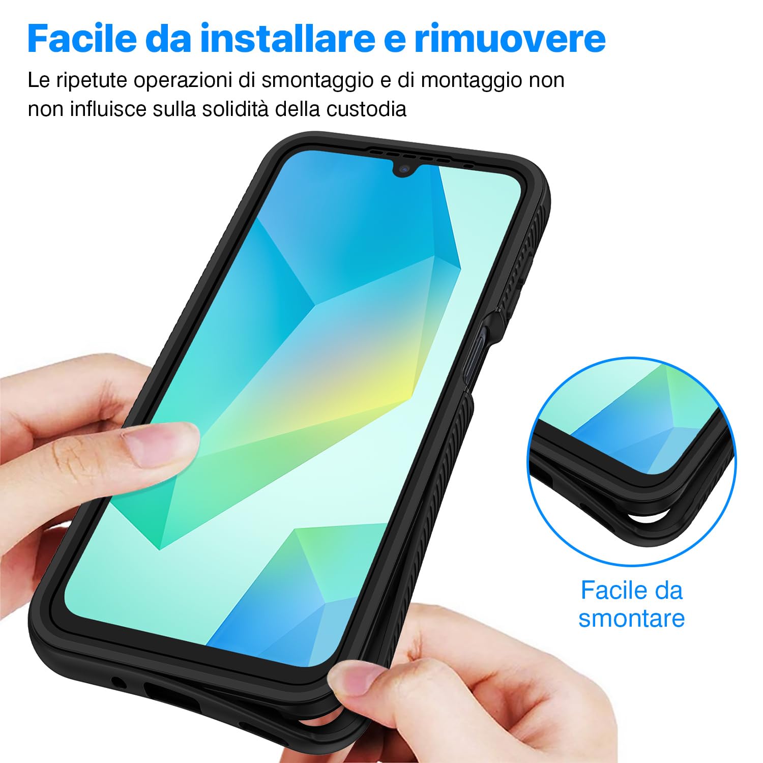 CENHUFO Cover Samsung Galaxy A16 4G/5G / A17 4G/5G / A26 5G, 360 Gradi Antiurto con Protezione Schermo Integrata, Rugged Doppia Case Fronte Retro Custodia per Samsung A16 A17 4G/5G / A26 5G - Nero
