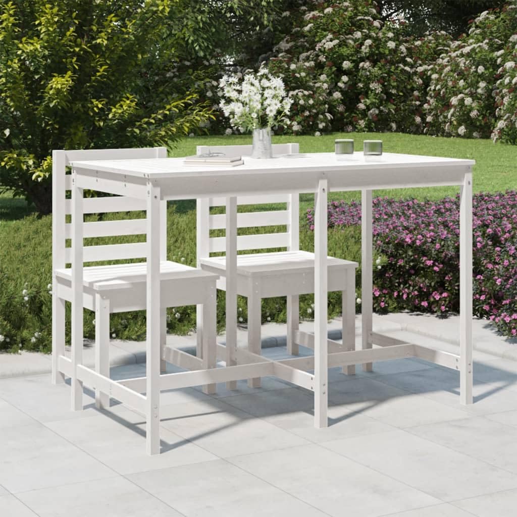 SXZenSpace White Large Garden Table 159.5 x 82.5 110 cm Solid Pine Wood Outdoor Coffee Patio Bistro Side Robust for Terrace Balcony
